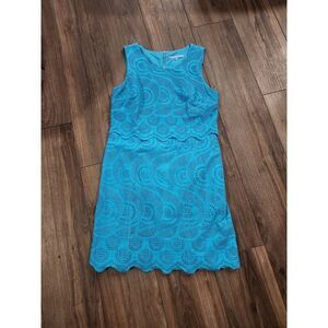 Antonio Melani Turquoise Scalloped Lace Sleeveless‎ Dress